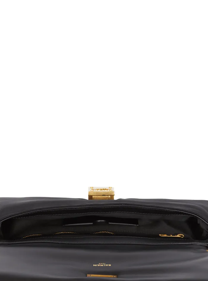 1945 Soft Embroidered Satin Clutch Black Women Balmain Clutches