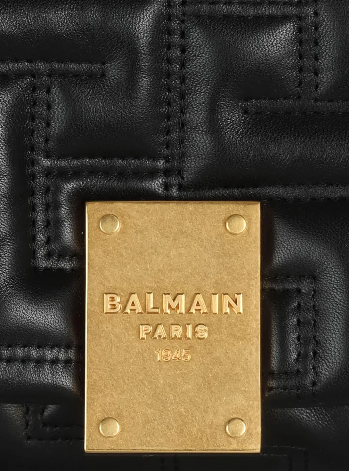 1945 Soft Quilted Leather Mini Bag Black Women Balmain Crossbody Bags