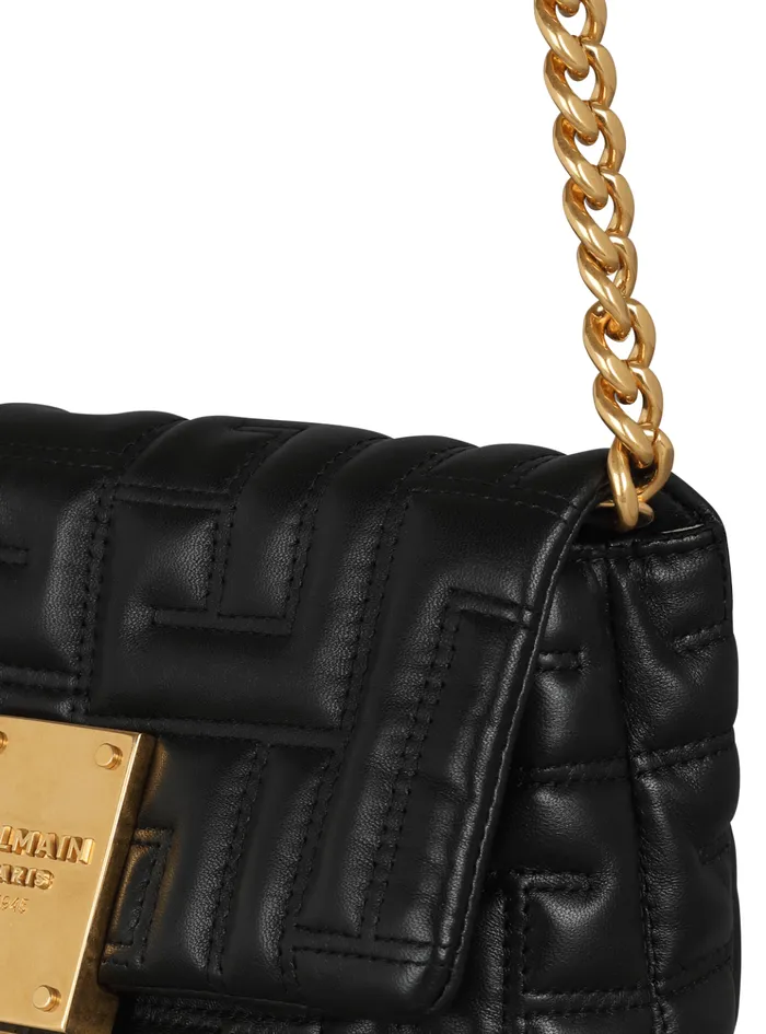 1945 Soft Quilted Leather Mini Bag Black Women Balmain Crossbody Bags