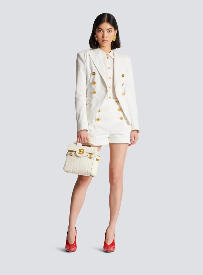 6button Denim Shorts White Women Balmain Denim