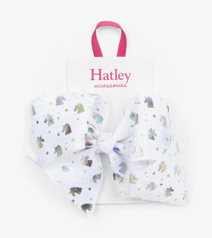 Accessories Girls Hatley Metallic Unicorns Bow Hair Clip