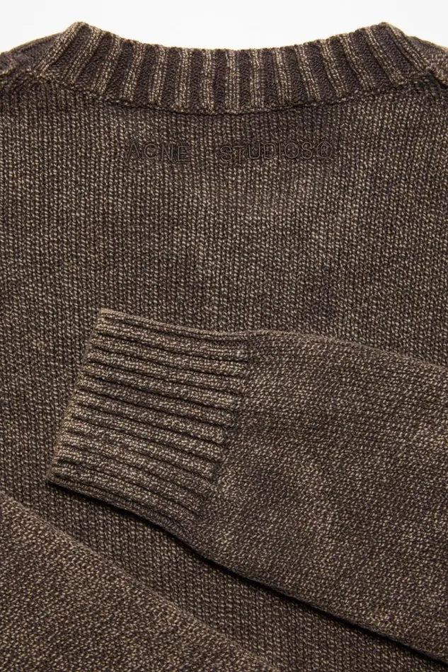 Acne Studios Acid Wash Jumper Coffee Brown Men Knitwear Acne Studios Acid Wash Jumper Coffee Brown Men Knitwear