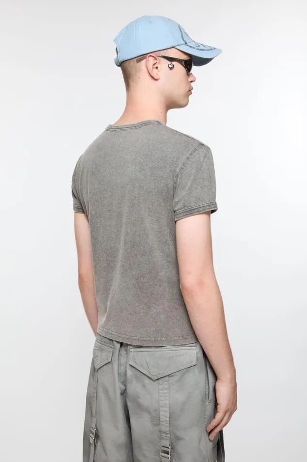 Acne Studios Blurred Logo Tshirt 8211 Fitted Unisex Fit Faded Grey Women Tshirts