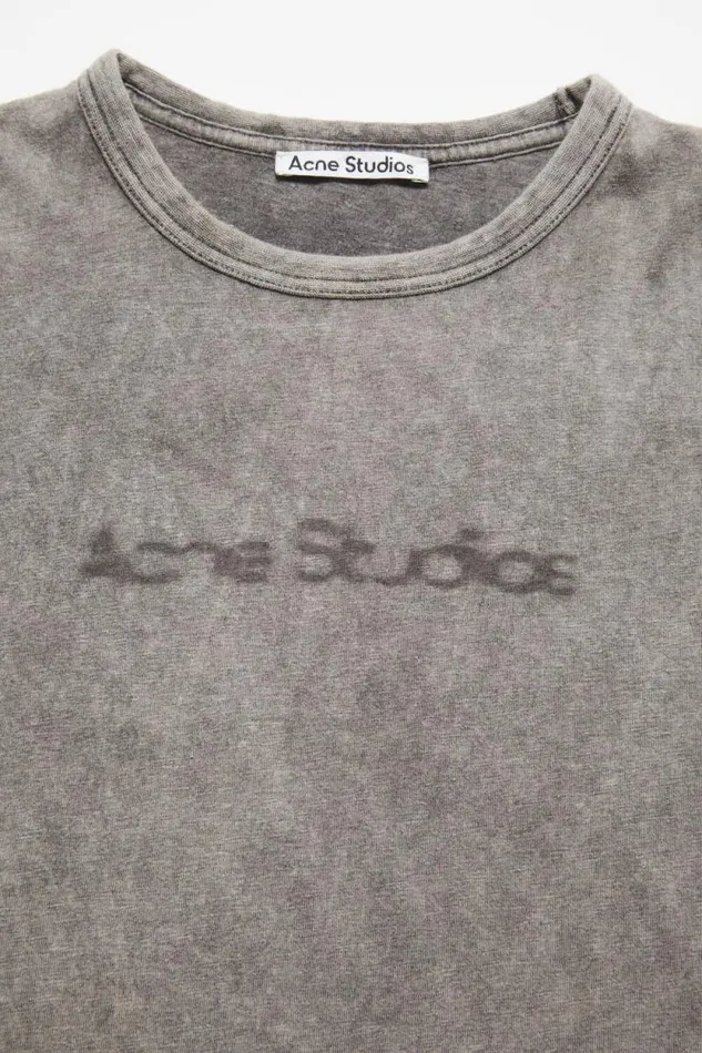 Acne Studios Blurred Logo Tshirt 8211 Fitted Unisex Fit Faded Grey Women Tshirts