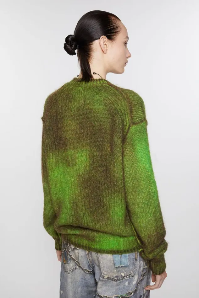 Acne Studios Cardigan Sprayed Finish Bright Green Women Knitwear Acne Studios Cardigan Sprayed Finish Bright Green Women Knitwear