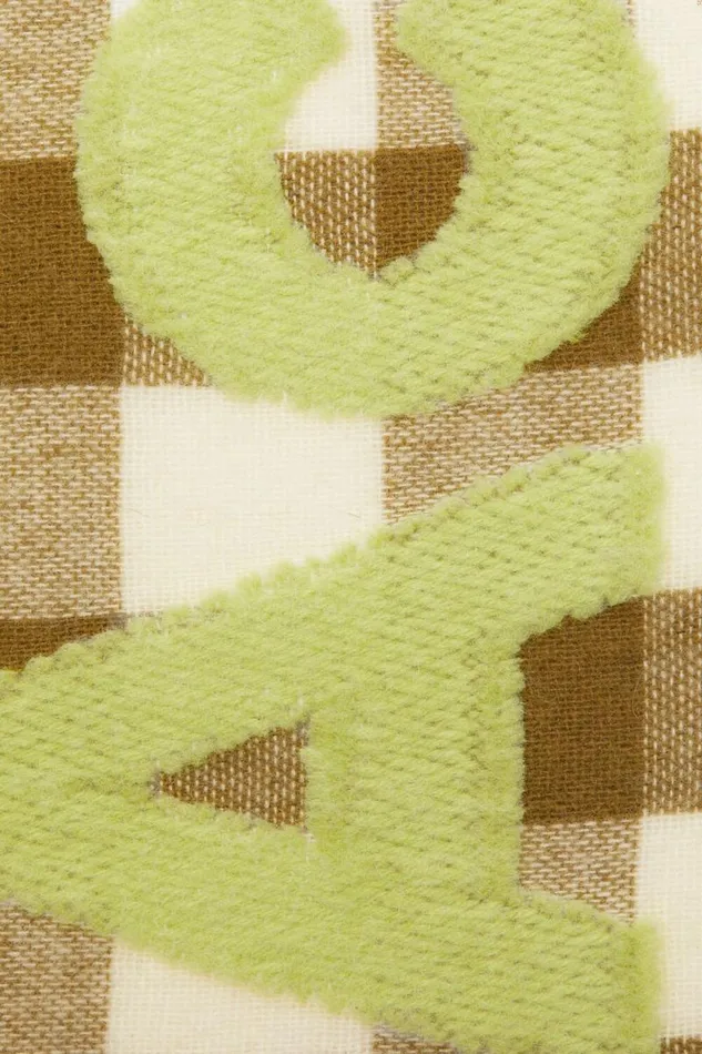 Acne Studios Check Logo Scarf 8211 Narrow Khakigreen Women Scarves