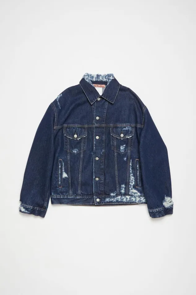 Acne Studios Distressed Denim Jacket 8211 Relaxed Fit Mid Blue Men Outerwear Acne Studios Distressed Denim Jacket 8211 Relaxed Fit Mid Blue Men Outerwear
