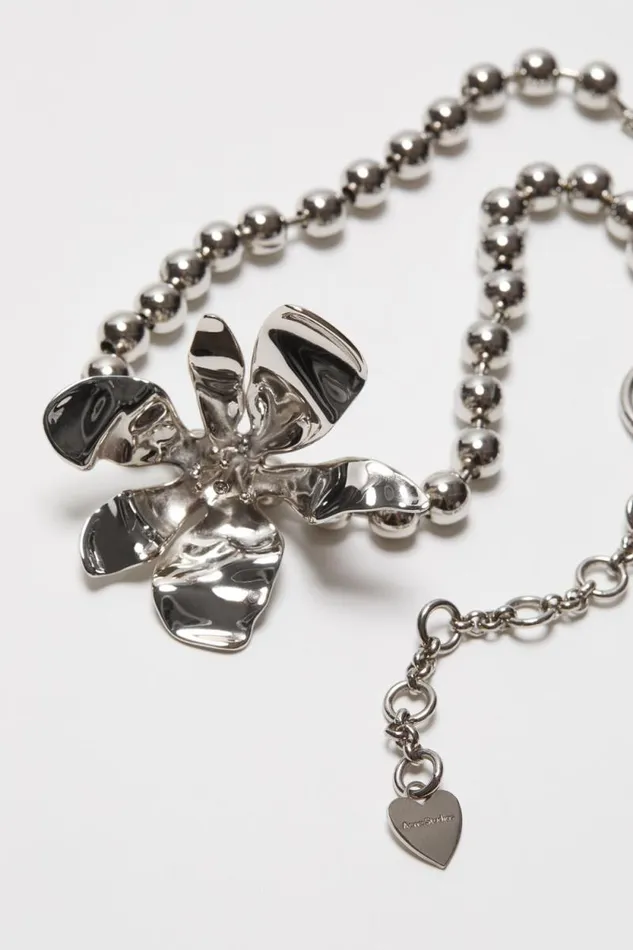Acne Studios Flower Necklace Silvertransparent Women Jewellery Acne Studios Flower Necklace Silvertransparent Women Jewellery