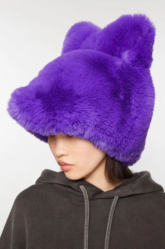 Acne Studios Fluffy Bow Hat Purple Men Hats