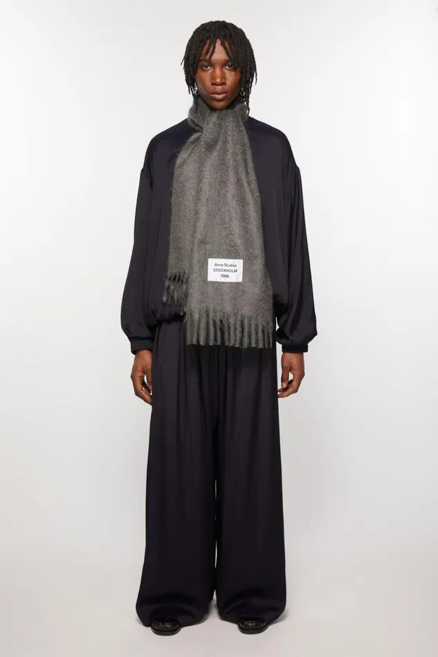 Acne Studios Fringe Alpaca Scarf Grey Men Scarves