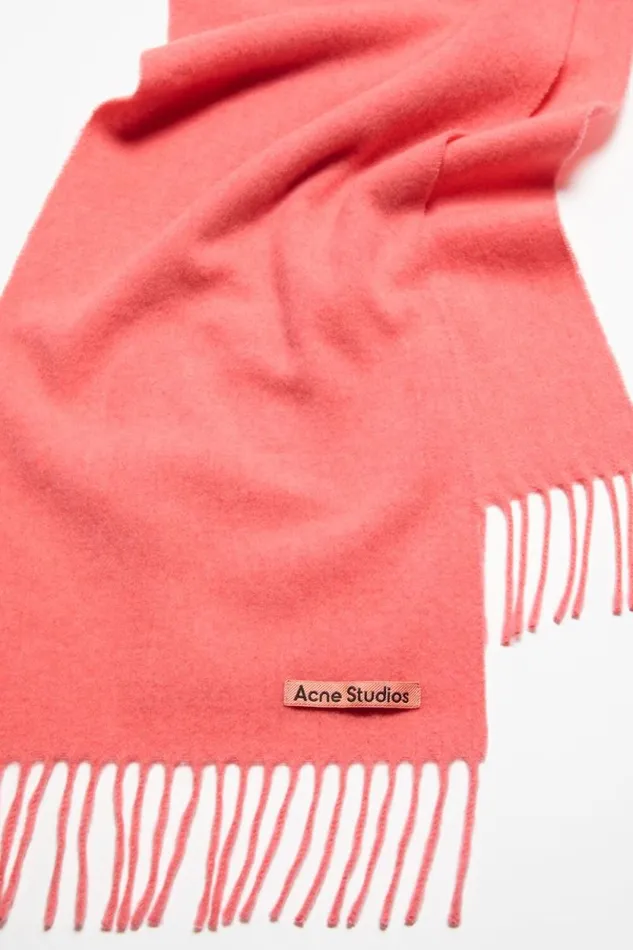 Acne Studios Fringe Wool Scarf 8211 Skinny Fluo Pink Mlange Men Scarves
