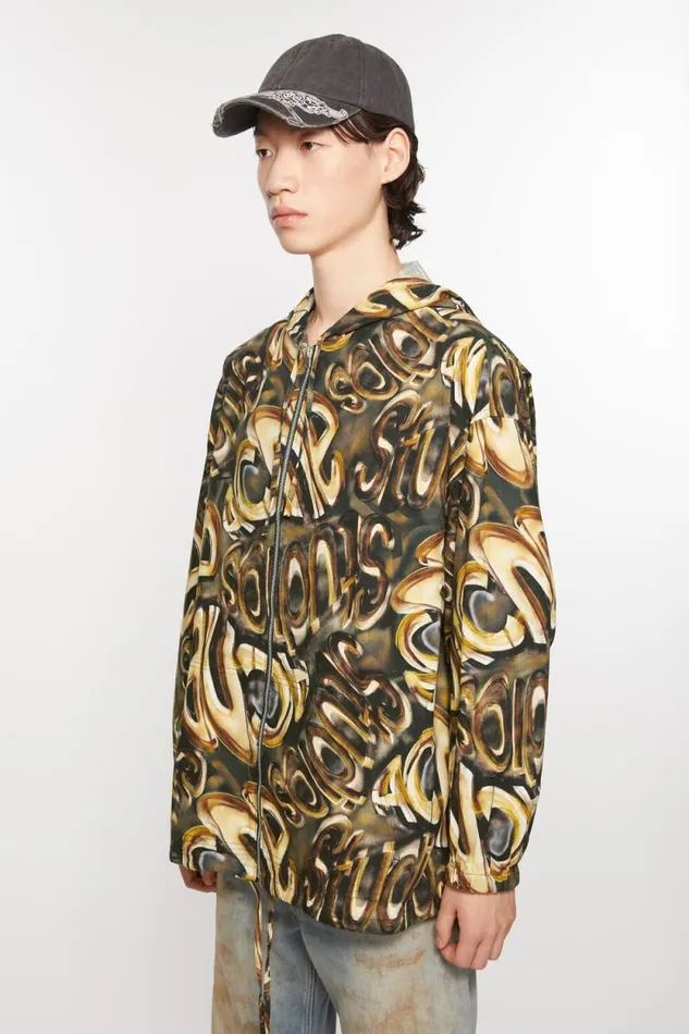 Acne Studios Hooded Logo Jacket Blackgold Men Outerwear Acne Studios Hooded Logo Jacket Blackgold Men Outerwear