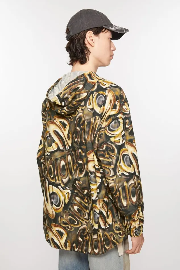 Acne Studios Hooded Logo Jacket Blackgold Men Outerwear Acne Studios Hooded Logo Jacket Blackgold Men Outerwear