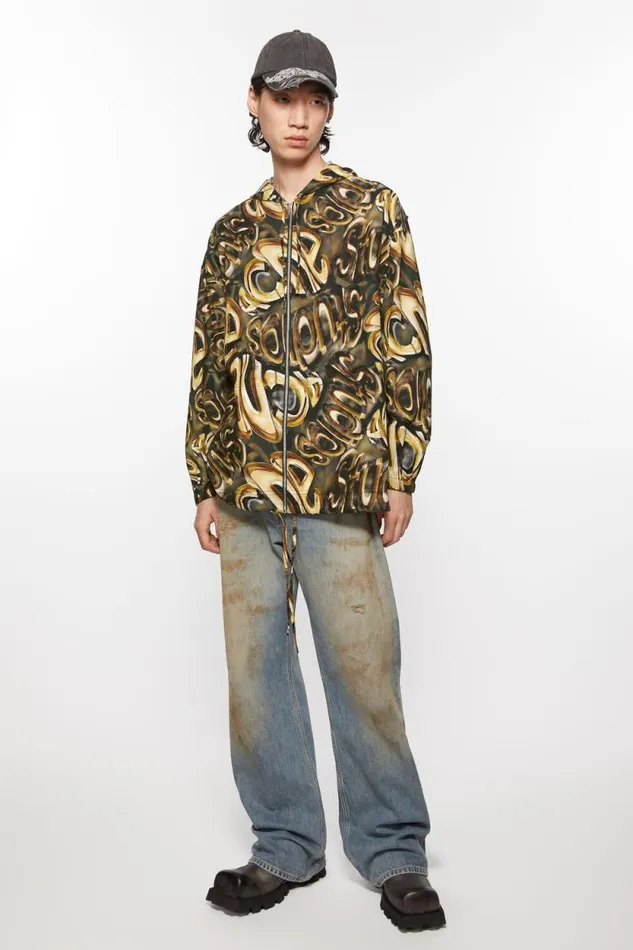Acne Studios Hooded Logo Jacket Blackgold Men Outerwear Acne Studios Hooded Logo Jacket Blackgold Men Outerwear
