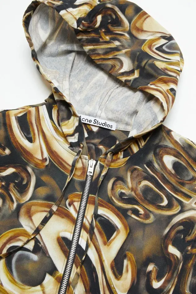 Acne Studios Hooded Logo Jacket Blackgold Men Outerwear Acne Studios Hooded Logo Jacket Blackgold Men Outerwear