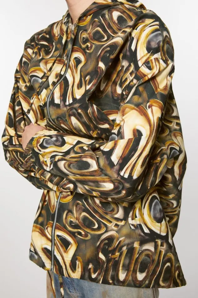 Acne Studios Hooded Logo Jacket Blackgold Men Outerwear Acne Studios Hooded Logo Jacket Blackgold Men Outerwear