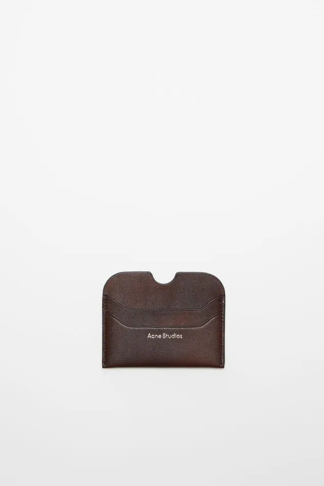 Acne Studios Leather Card Holder Dark Brown Women Small Leather Goods