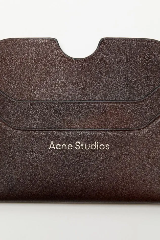 Acne Studios Leather Card Holder Dark Brown Women Small Leather Goods
