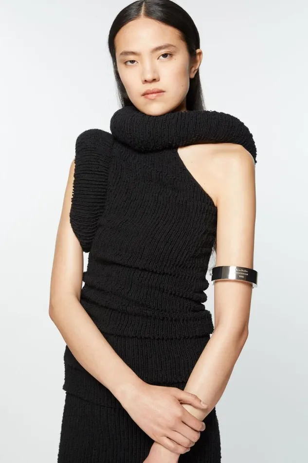 Acne Studios Leather Cuff Bracelet Silverblack Women Jewellery Acne Studios Leather Cuff Bracelet Silverblack Women Jewellery