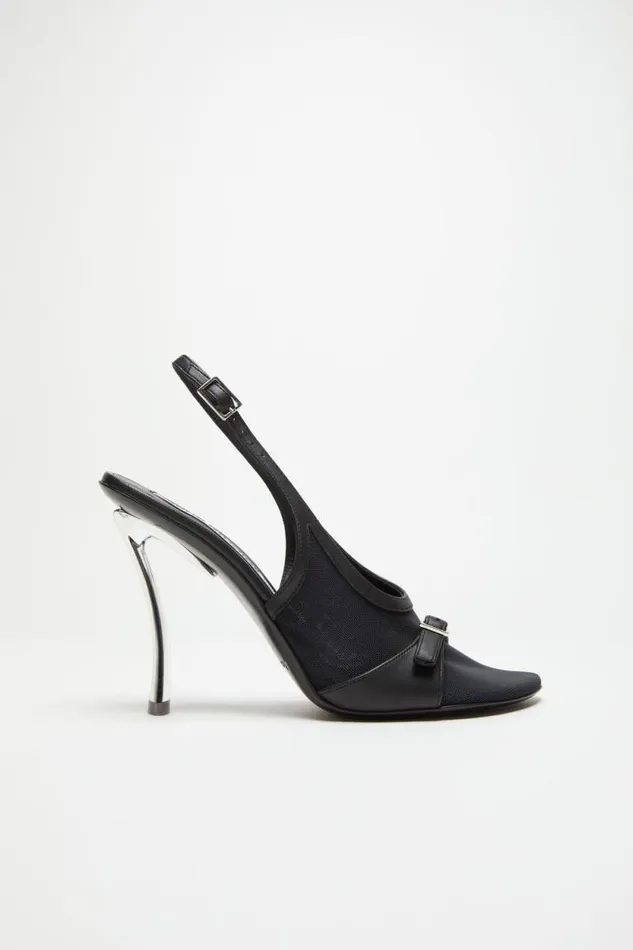 Acne Studios Mesh Slingback Heels Black Women Shoes
