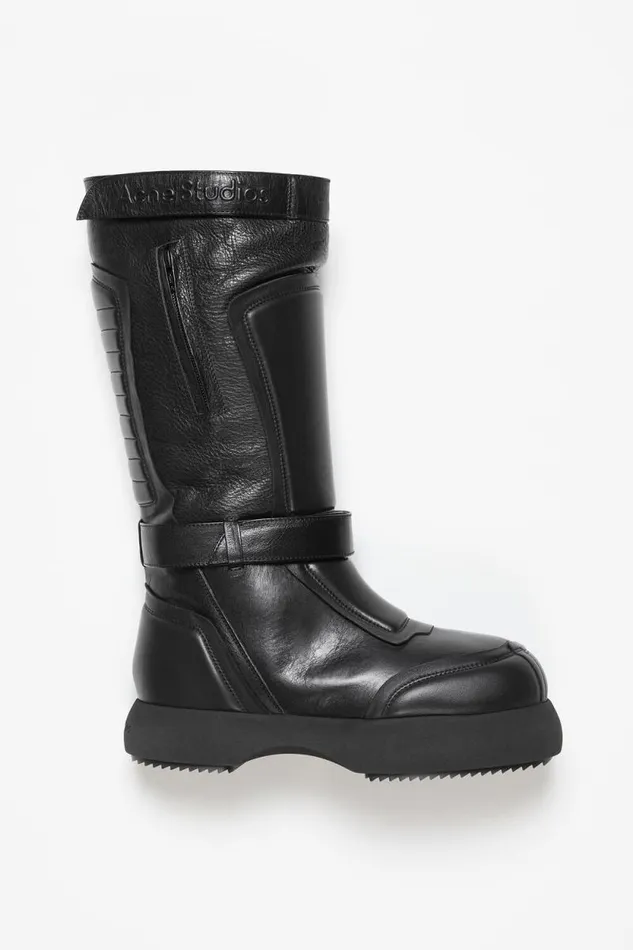 Acne Studios Patchwork Leather Boots Black Women Shoes