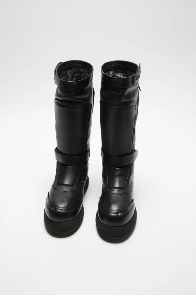 Acne Studios Patchwork Leather Boots Black Women Shoes