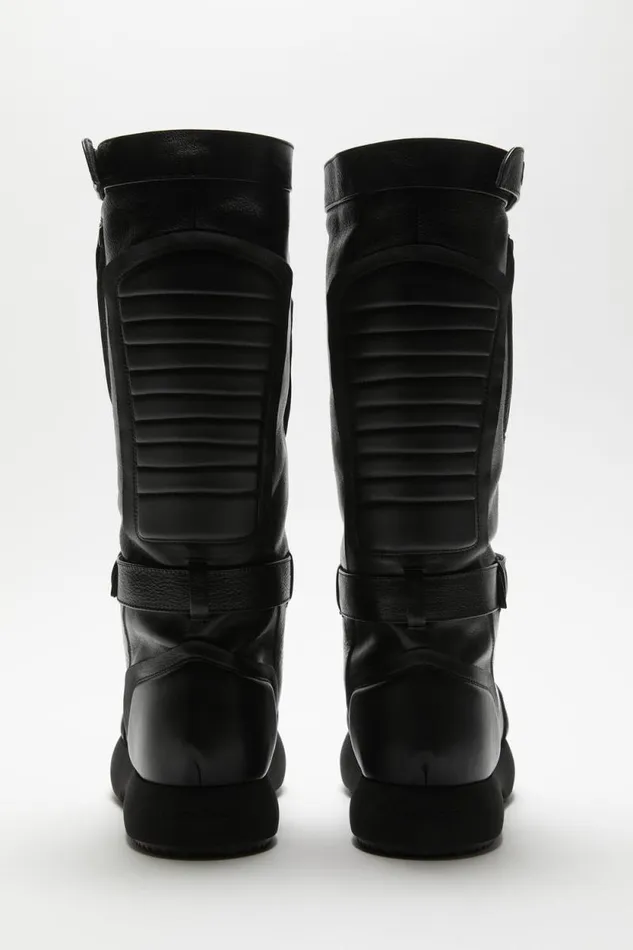Acne Studios Patchwork Leather Boots Black Women Shoes