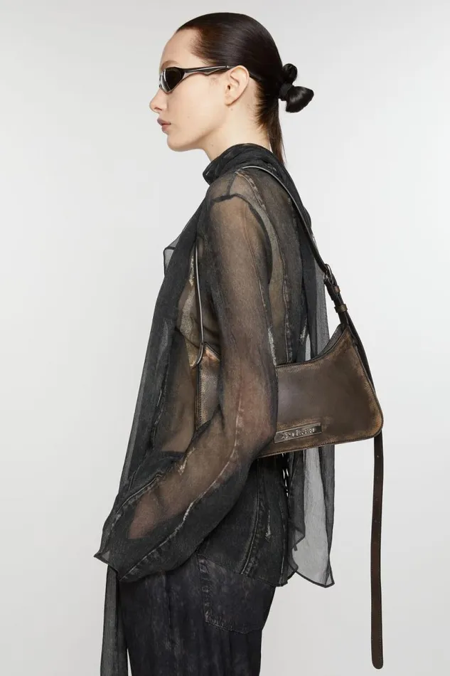 Acne Studios Platt Mini Shoulder Bag Dark Brownbeige Women Bags