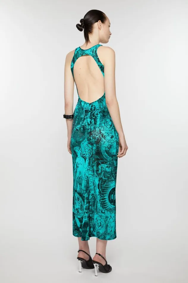 Acne Studios Printed Dress Blue Women Dresses Acne Studios Printed Dress Blue Women Dresses