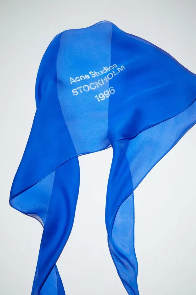 Acne Studios Silk Scarf Electric Blue Women Scarves Acne Studios Silk Scarf Electric Blue Women Scarves