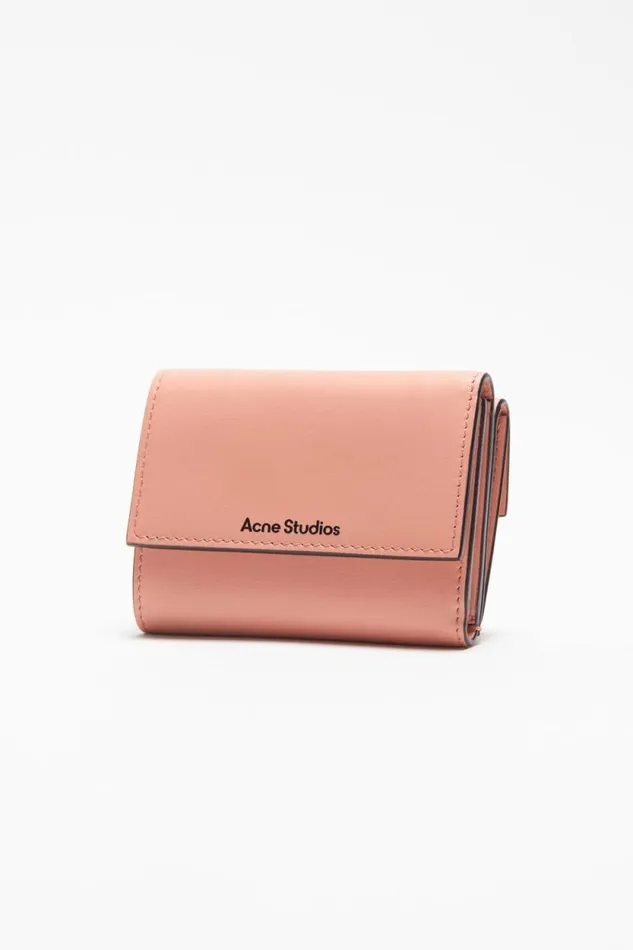 Acne Studios Trifold Leather Wallet Salmon Pink Men Small Leather Goods