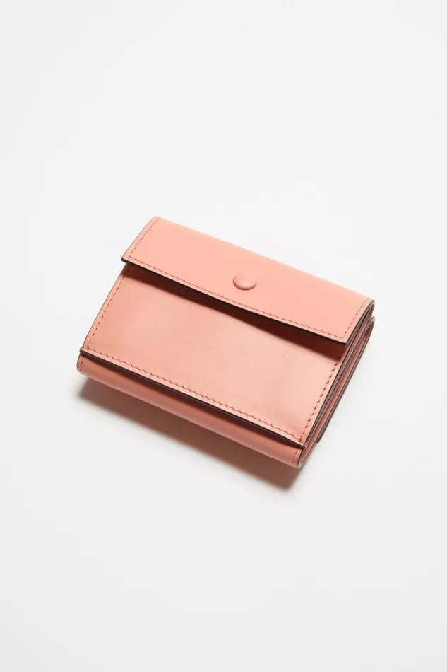 Acne Studios Trifold Leather Wallet Salmon Pink Men Small Leather Goods