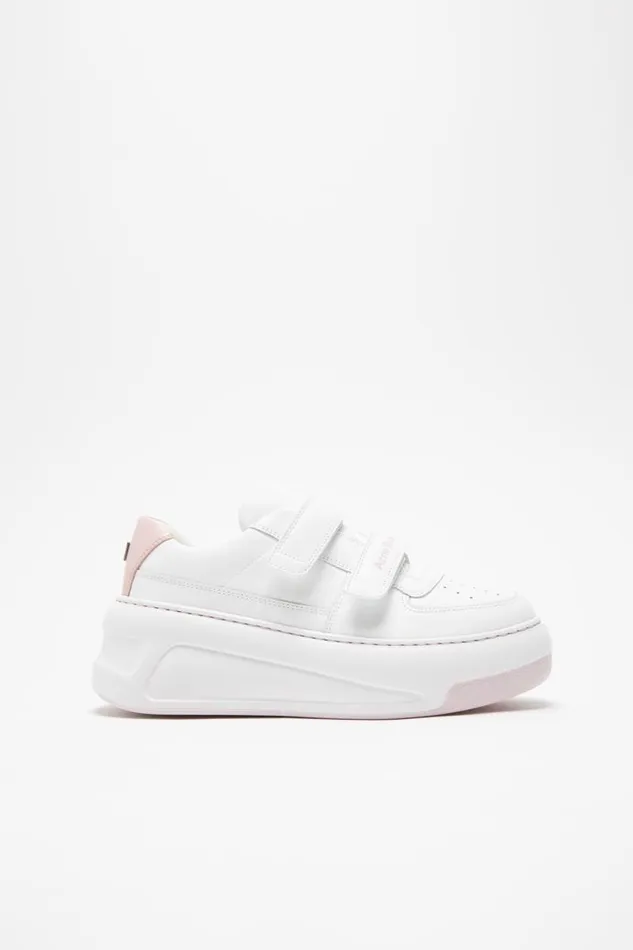 Acne Studios Velcro Strap Platform Sneakers Optic Whitepink Women Face Collection