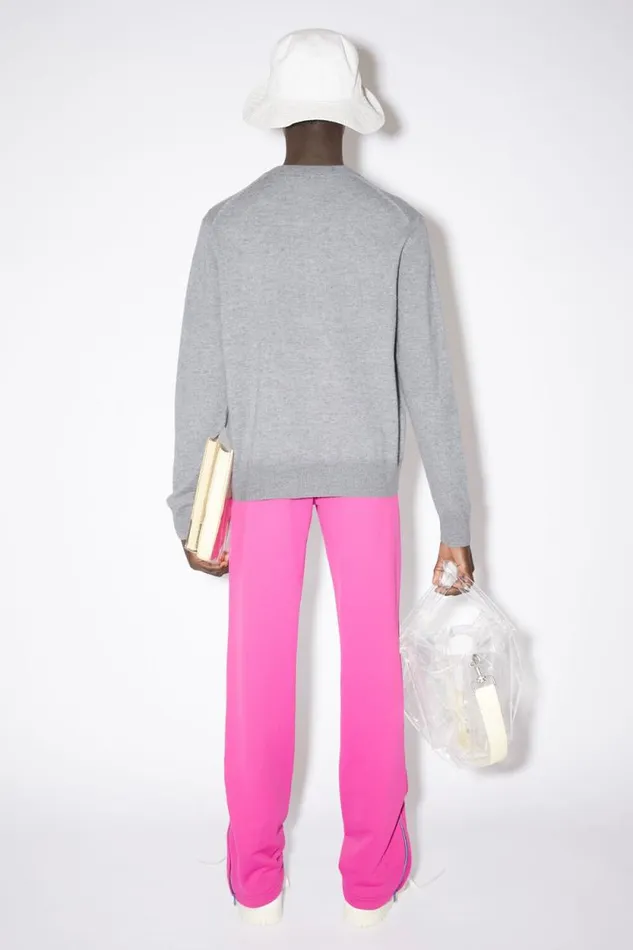 Acne Studios Wool Crew Neck Sweater Grey Melange Men Knitwear Acne Studios Wool Crew Neck Sweater Grey Melange Men Knitwear