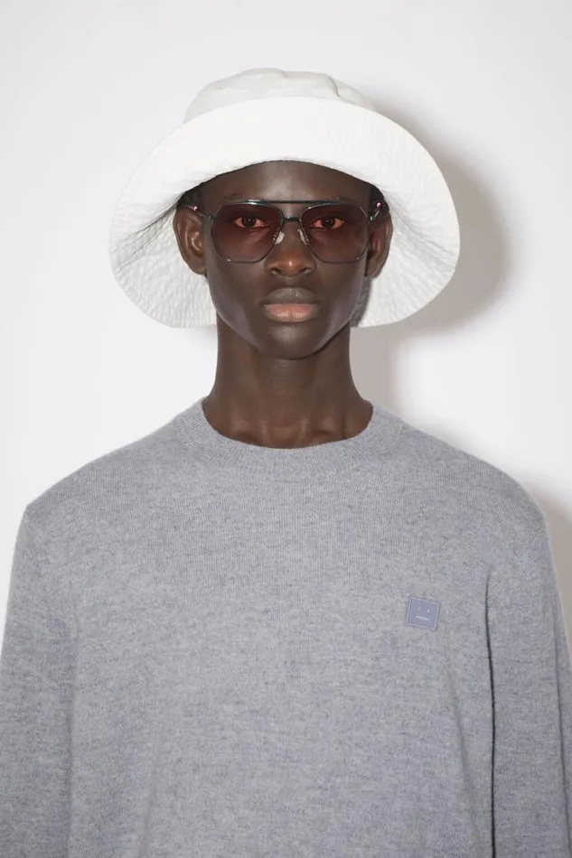Acne Studios Wool Crew Neck Sweater Grey Melange Men Knitwear Acne Studios Wool Crew Neck Sweater Grey Melange Men Knitwear
