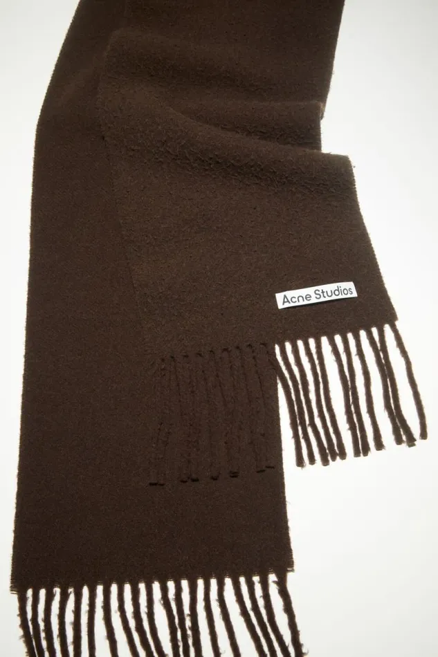Acne Studios Wool Fringe Scarf Chocolate Brown Women Scarves Acne Studios Wool Fringe Scarf Chocolate Brown Women Scarves