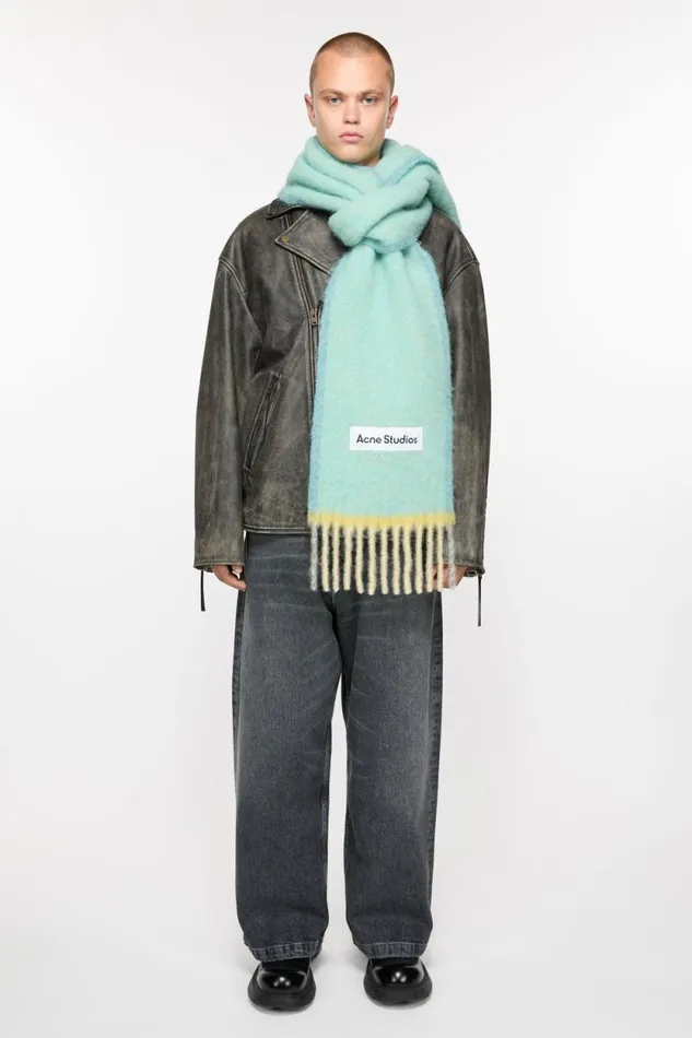 Acne Studios Wool Mohair Scarf 8211 Narrow Light Blue Men Scarves Acne Studios Wool Mohair Scarf 8211 Narrow Light Blue Men Scarves
