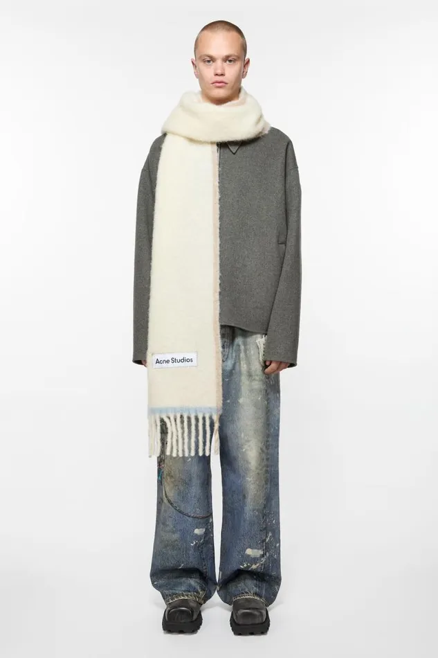 Acne Studios Wool Mohair Scarf 8211 Narrow White Men Scarves Acne Studios Wool Mohair Scarf 8211 Narrow White Men Scarves