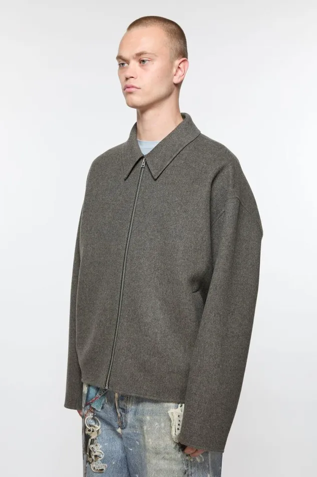 Acne Studios Wool Zipper Jacket Graphite Grey Men Outerwear