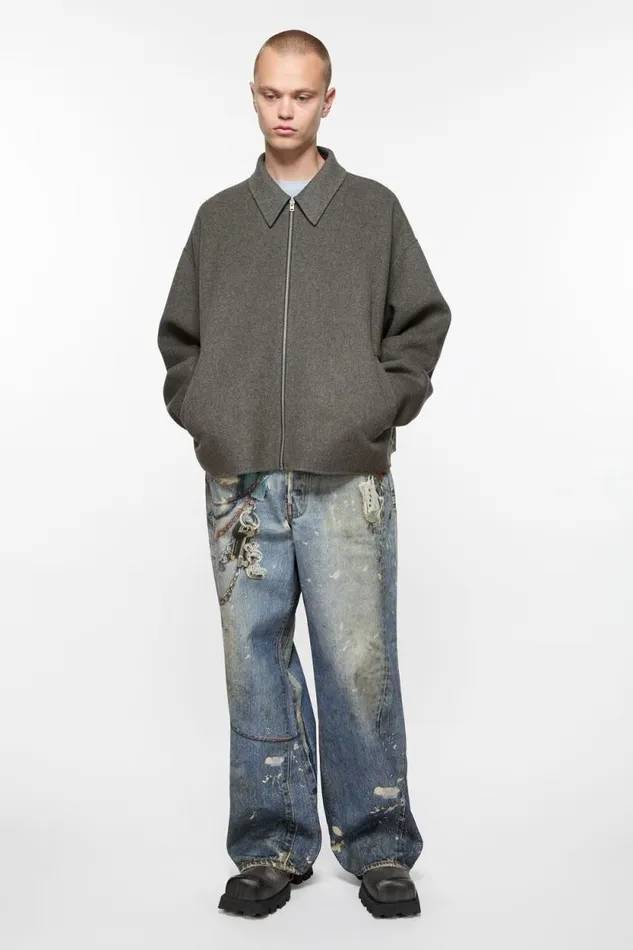 Acne Studios Wool Zipper Jacket Graphite Grey Men Outerwear
