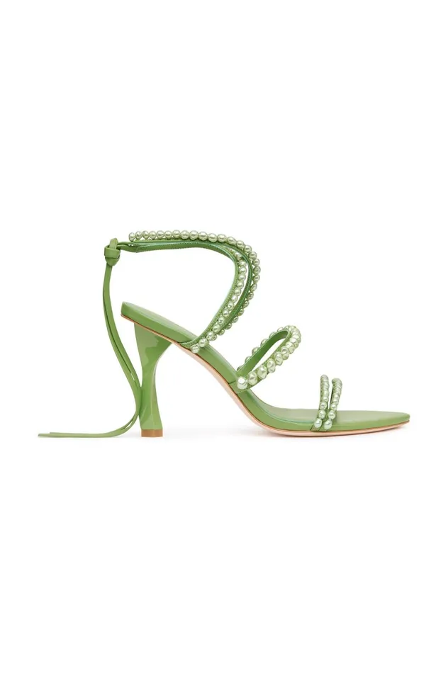 Alba Pearl Sculptural Heel Fern Green Women Aje Shoes