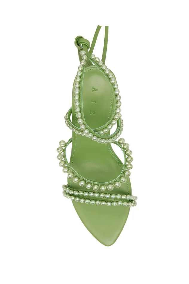Alba Pearl Sculptural Heel Fern Green Women Aje Shoes