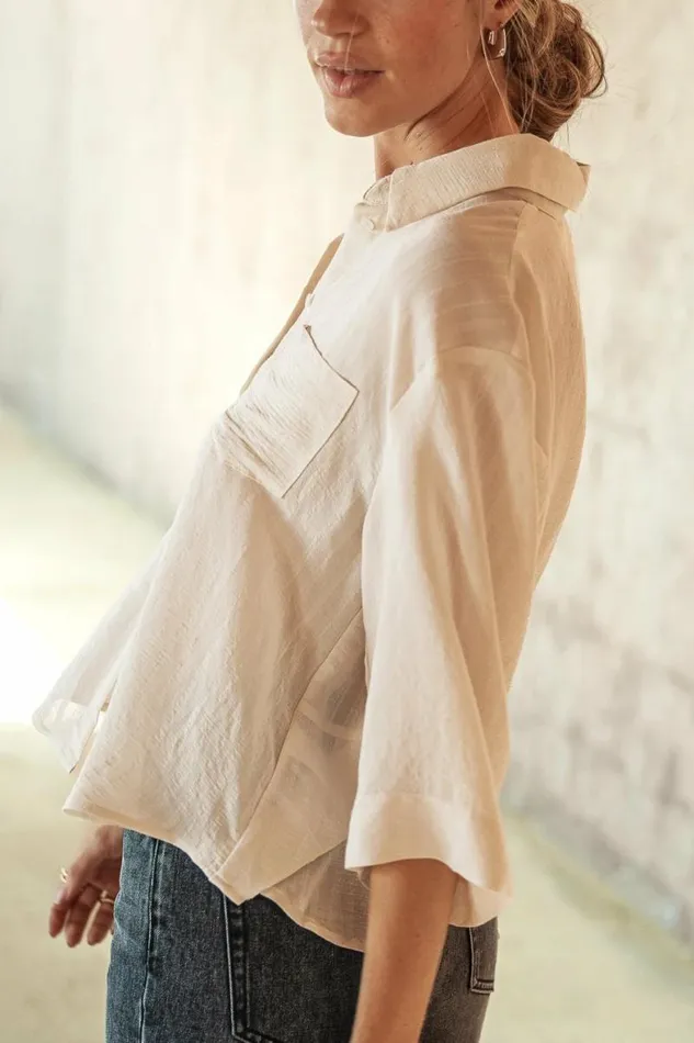 Alex Button Up In Cream 8211 FINAL SALE Cream Women Bohme Tops