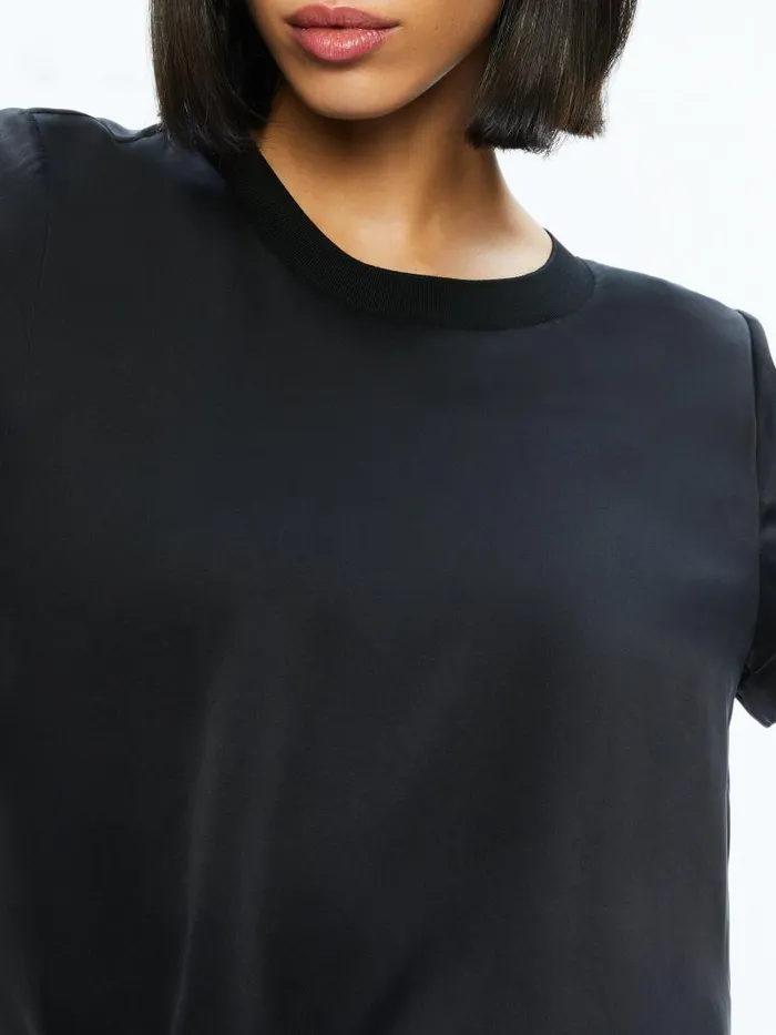 Alice Olivia BRADEN DROP SHOULDER TEE Black Women Tops