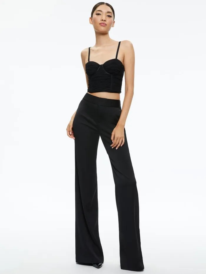 Alice Olivia DAMIA RUCHED BUSTIER TOP Black Women Tops