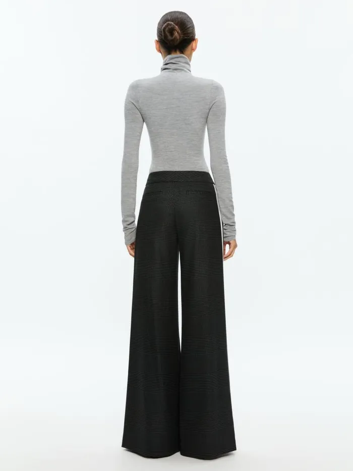 Alice Olivia ERIC MID RISE PANT WITH RACING STRIPE Charcoal Grey Melange Women Pants