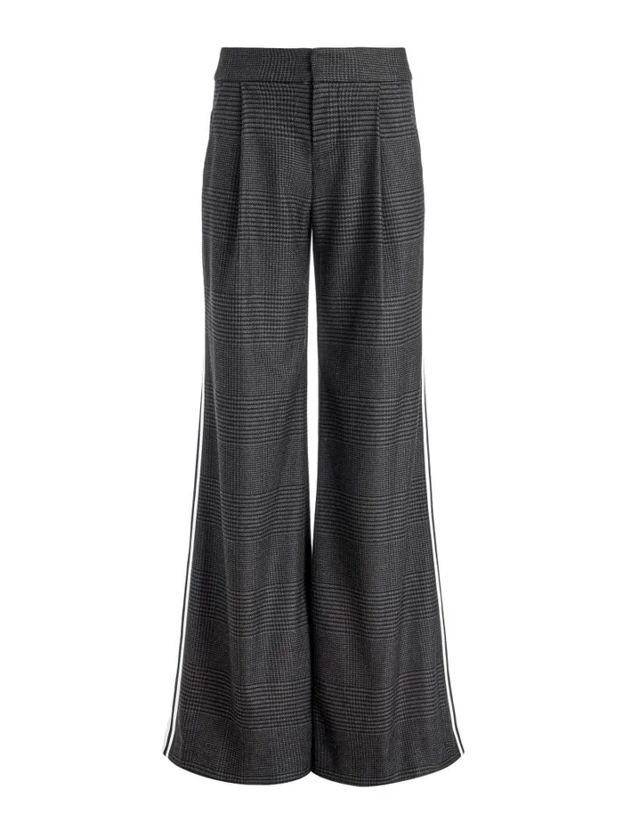 Alice Olivia ERIC MID RISE PANT WITH RACING STRIPE Charcoal Grey Melange Women Pants