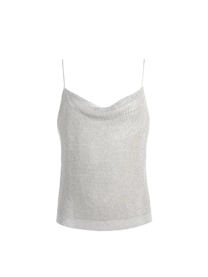 Alice Olivia HARMON CRYSTAL CHAINMAIL SLIP TANK Perfect Rubychainmail Women Tops