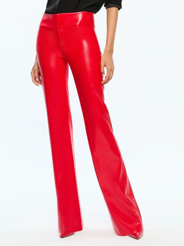 Alice Olivia OLIVIA VEGAN LEATHER BOOTCUT PANT Black Women Pants