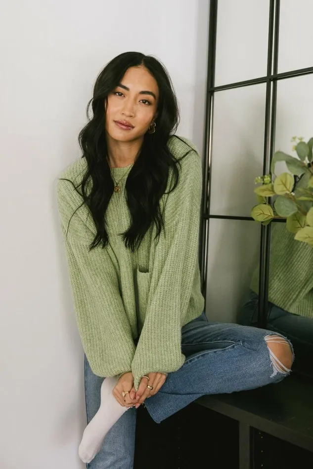 Aliyah Knit Sweater In Green Green Women Bohme Sweaters
